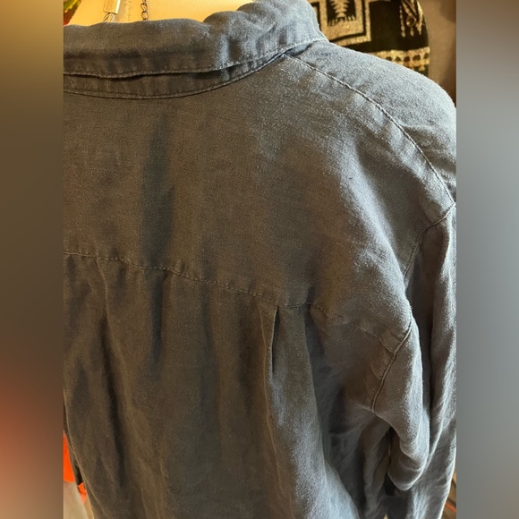 J.Jill linen Navy Blue Button-Down Tunic - Picture 4 of 8